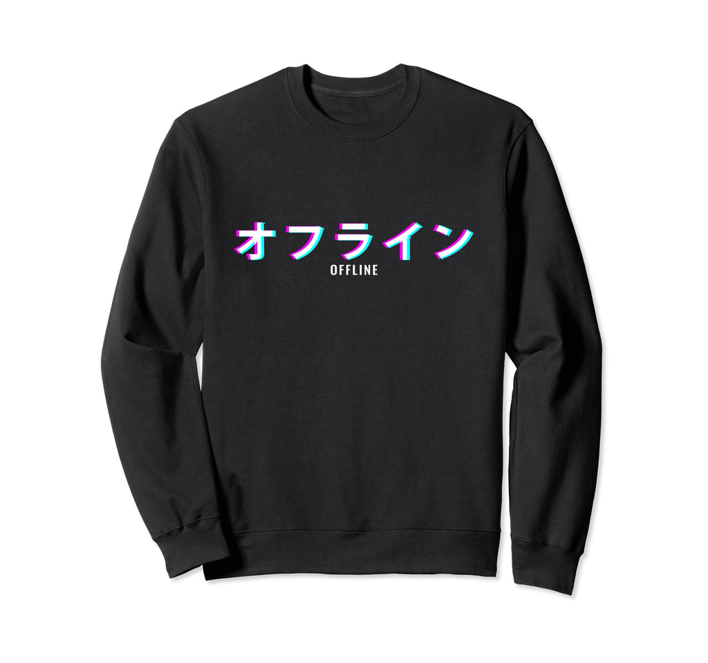 Aesthetic Offline Japanese Text Sweatshirt - Aesthetic Graphic Men Women - T-Shirt, Sweatshirt, Hoodie