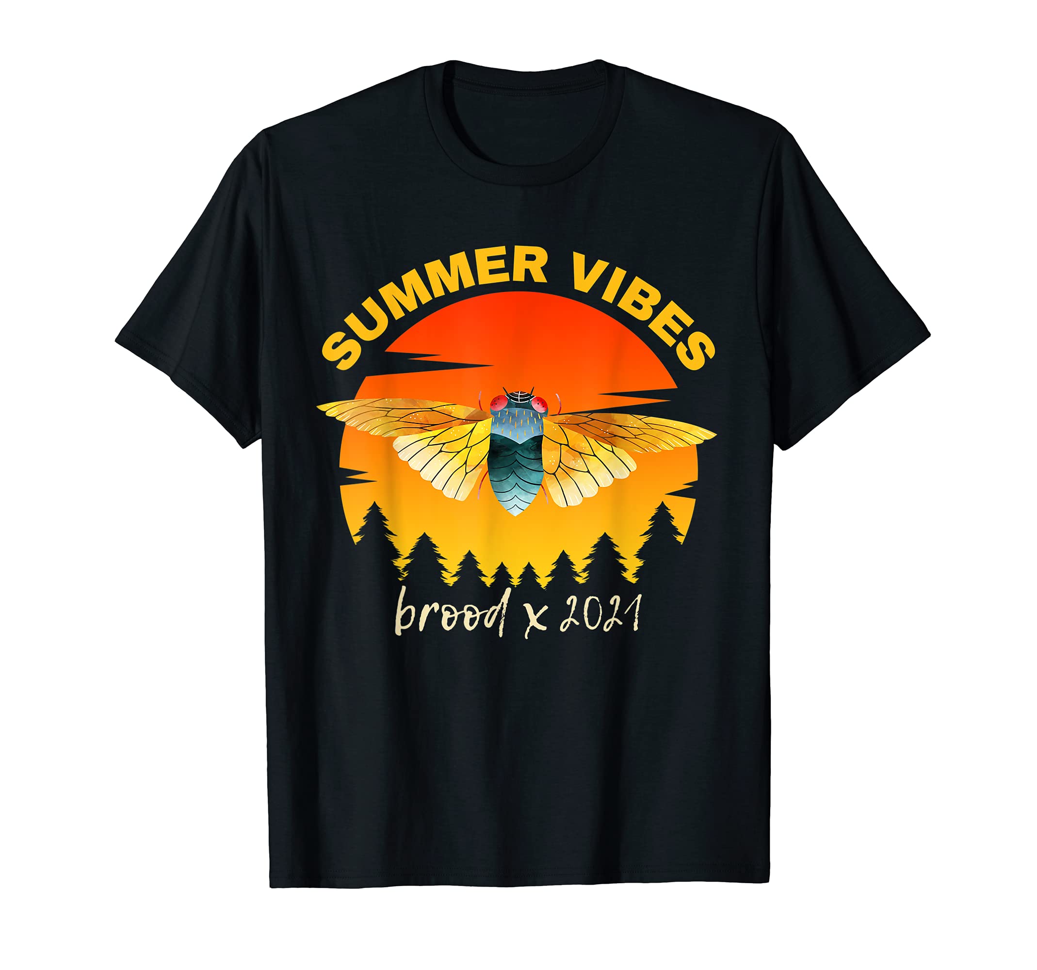 Summer Vibes Cicada Brood X 2021 Sunset T-Shirt - Graphic Print for Adults - T-Shirt, Sweatshirt, Hoodie