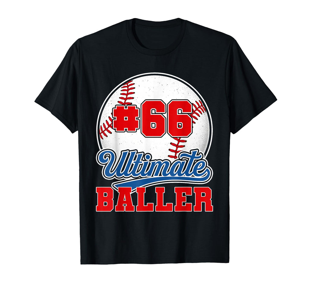 Baseball Baller Player Number 66 Mom T-Shirt - Custom Art Print for Adults - T-Shirt, Sweatshirt, Hoodie