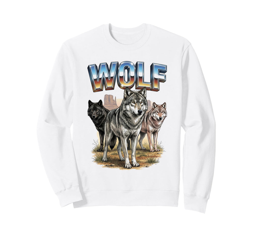 Wolf 70S 90S Wolf Animal Sweatshirt - Casual Everyday Wear for Adults - T-Shirt, Sweatshirt, Hoodie