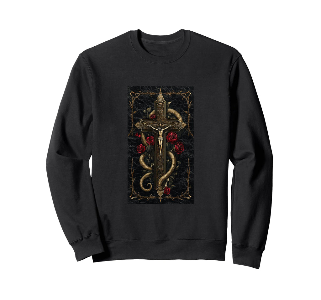 Gothic Cross Grunge Aesthetic Y2K Sweatshirt - Minimalist Print for Adults - T-Shirt, Sweatshirt, Hoodie