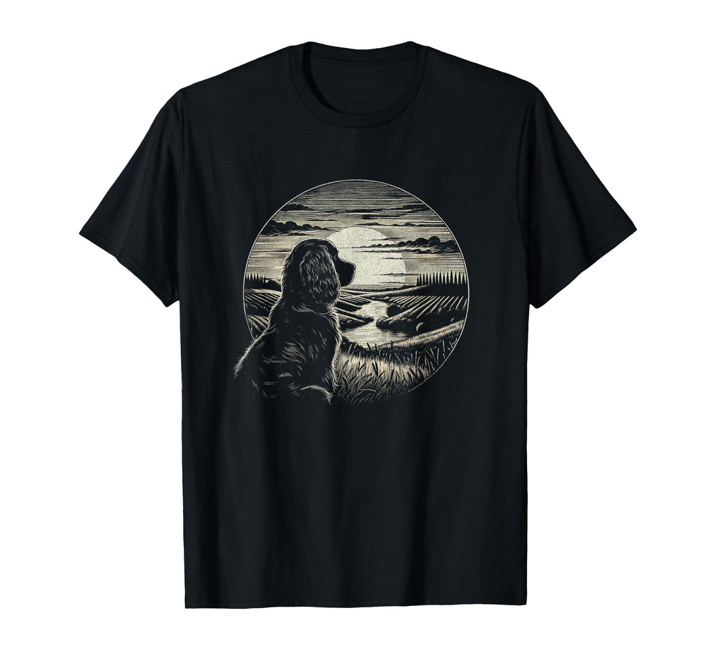 Boykin Spaniel Dog Sunset Scene Art T-Shirt - Minimalist Print Men Women - T-Shirt, Sweatshirt, Hoodie