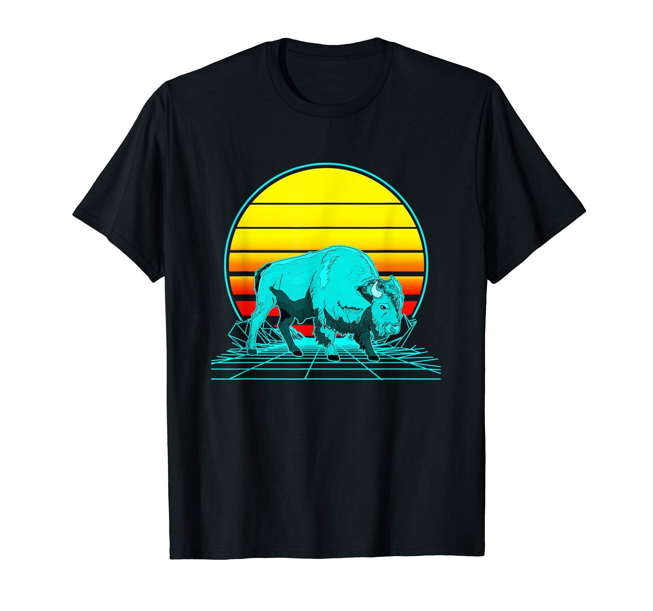 Sunset Bison T-Shirt - Custom Art Print Men Women - T-Shirt, Sweatshirt, Hoodie