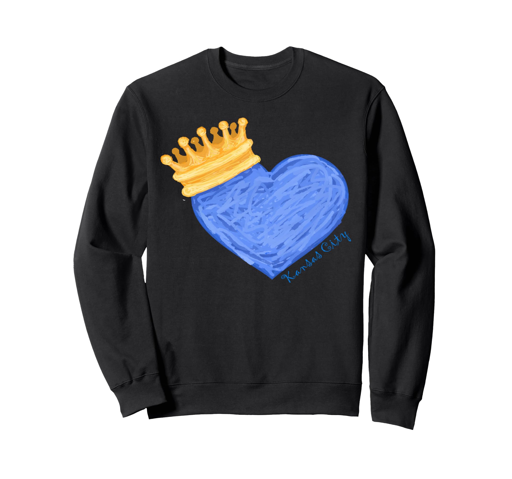 Kansas City Royal Blue Heart And Crown Sweatshirt - Graphic Print Men Women - T-Shirt, Sweatshirt, Hoodie