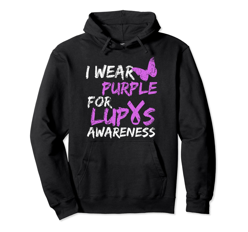 I Wear Purple Lupus Awareness Distressed Hoodie - Aesthetic Graphic Unisex - T-Shirt, Sweatshirt, Hoodie
