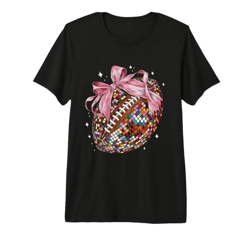Bow Coquette Football Disco Ball Game Day T-Shirt - Graphic Print Unisex - T-Shirt, Sweatshirt, Hoodie