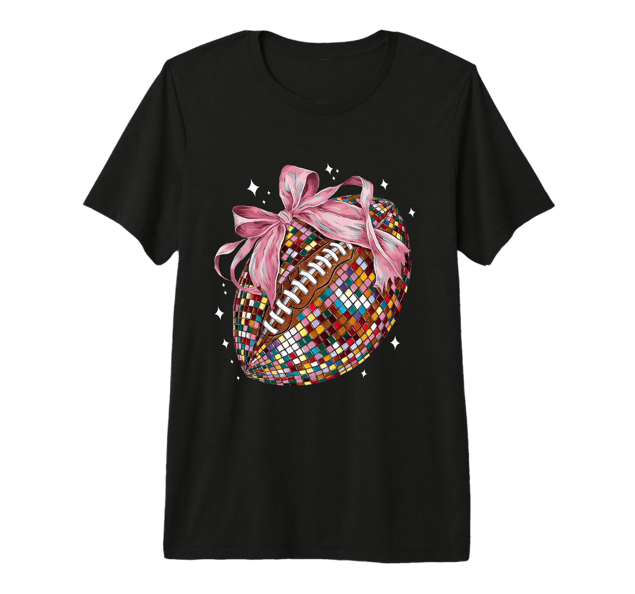 Bow Coquette Football Disco Ball Game Day T-Shirt - Graphic Print Unisex - T-Shirt, Sweatshirt, Hoodie