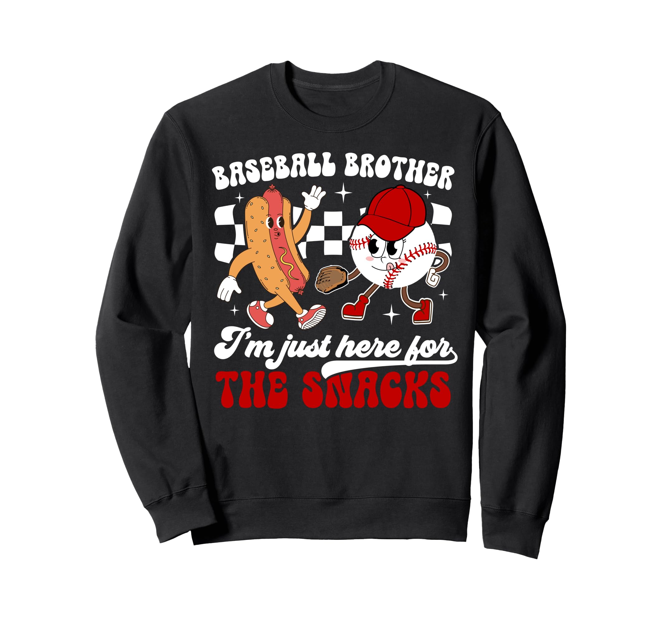 Baseball Brother Baseball Player Groovy Sweatshirt - Graphic Print Unisex - T-Shirt, Sweatshirt, Hoodie
