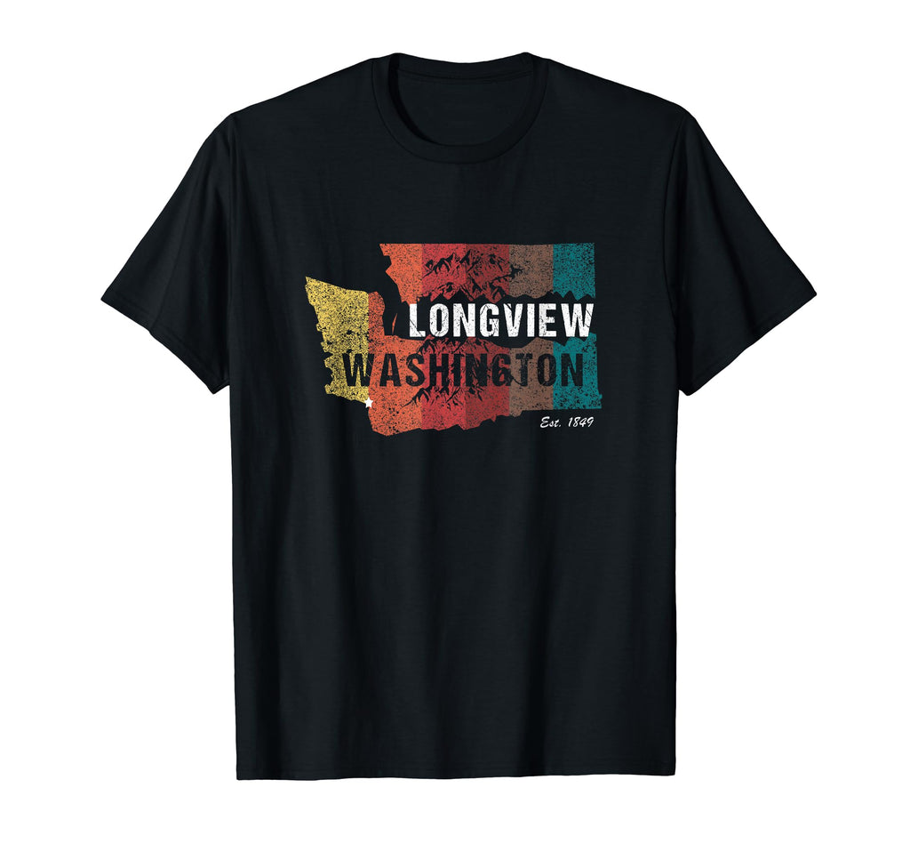 Longview Washington Distressed State Map T-Shirt - Novelty Apparel Unisex - T-Shirt, Sweatshirt, Hoodie