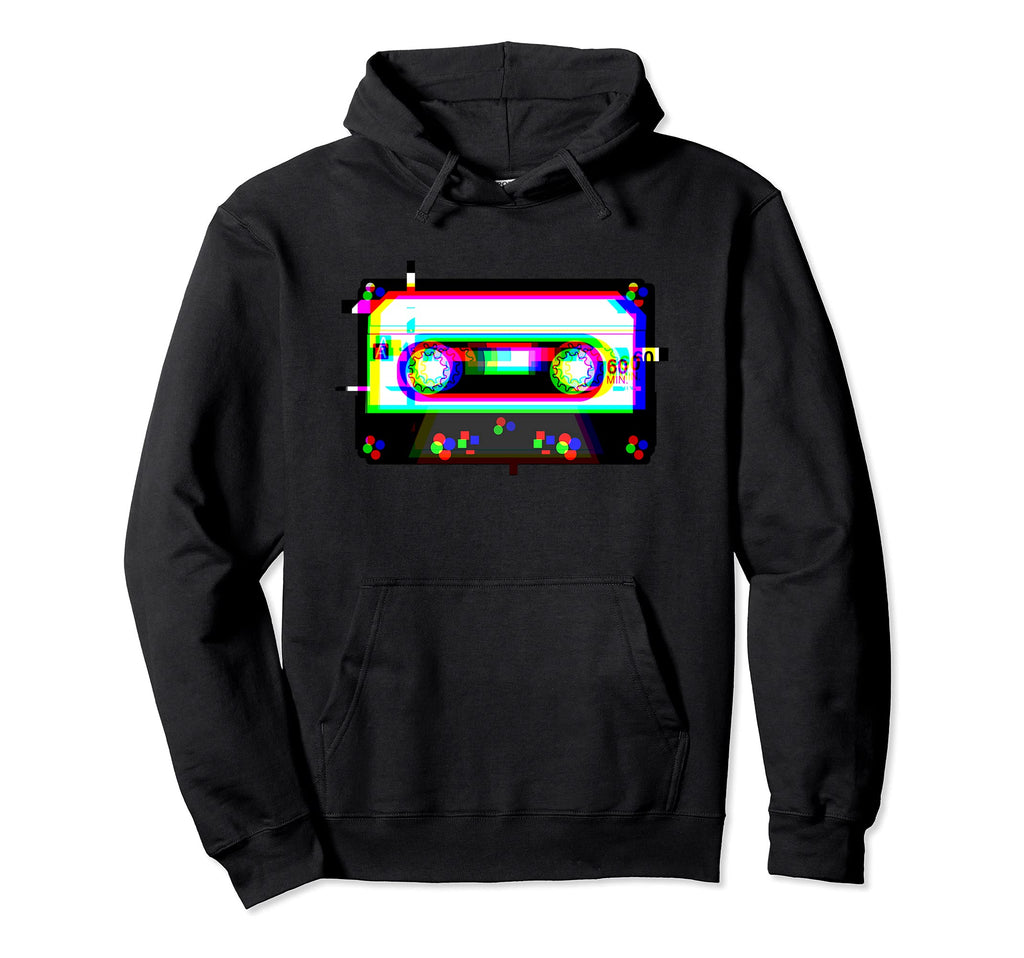 Cassette Tape Glitched Vaporwave Hoodie - Streetwear Style for Adults - T-Shirt, Sweatshirt, Hoodie