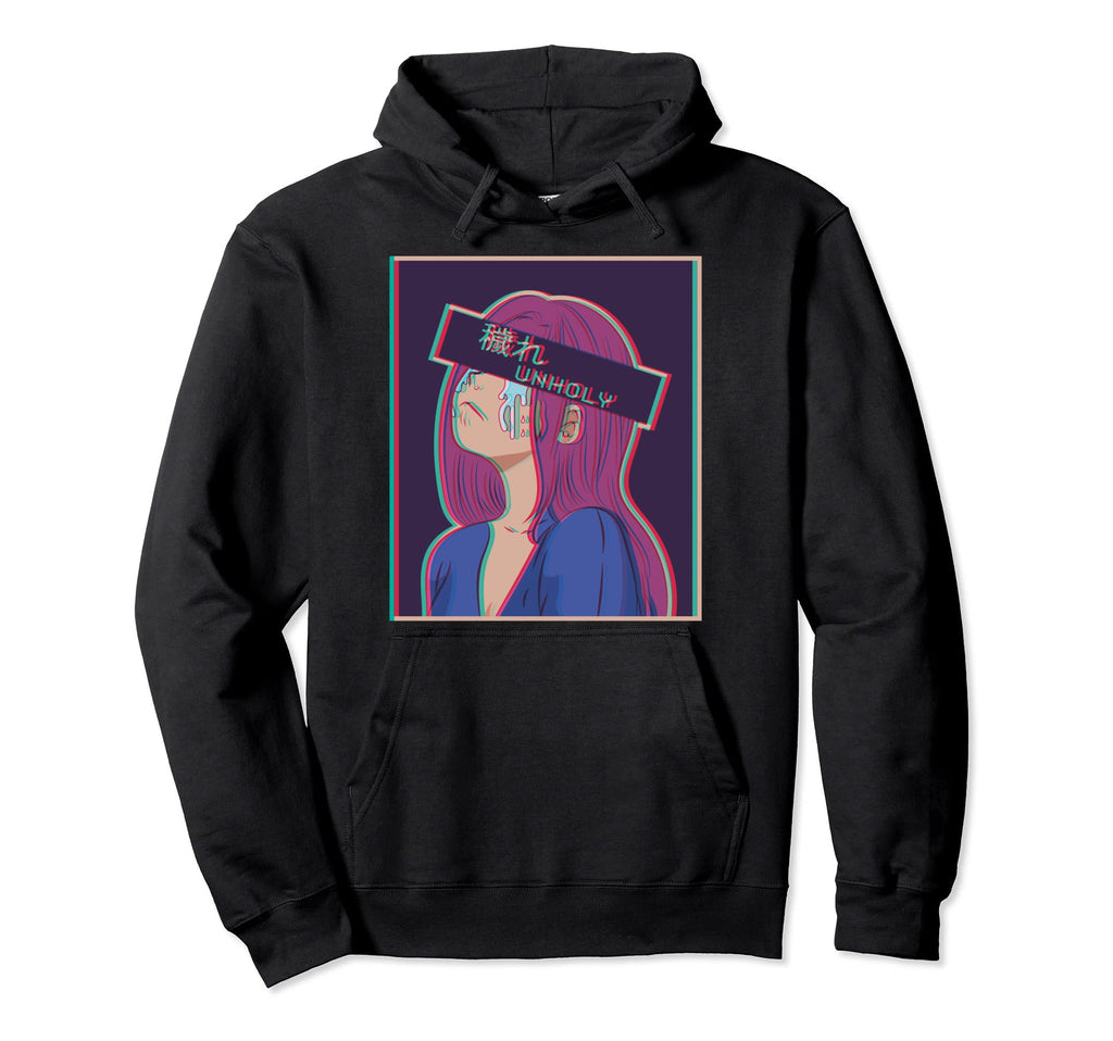 Vaporwave Aesthetic Sad Anime Hoodie - Aesthetic Graphic Men Women - T-Shirt, Sweatshirt, Hoodie