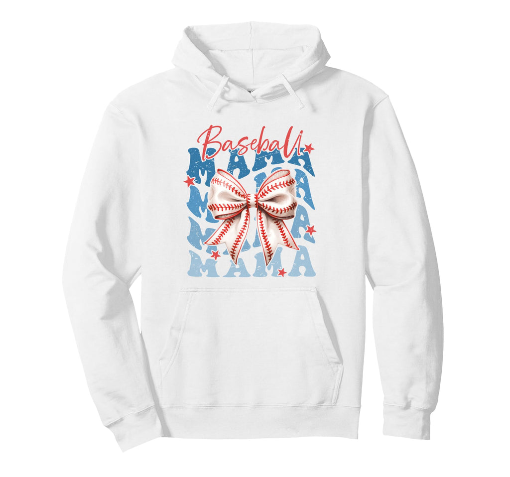 Baseball Mama Bow Stitches Sports Mom Fan Hoodie - Minimalist Print Unisex - T-Shirt, Sweatshirt, Hoodie