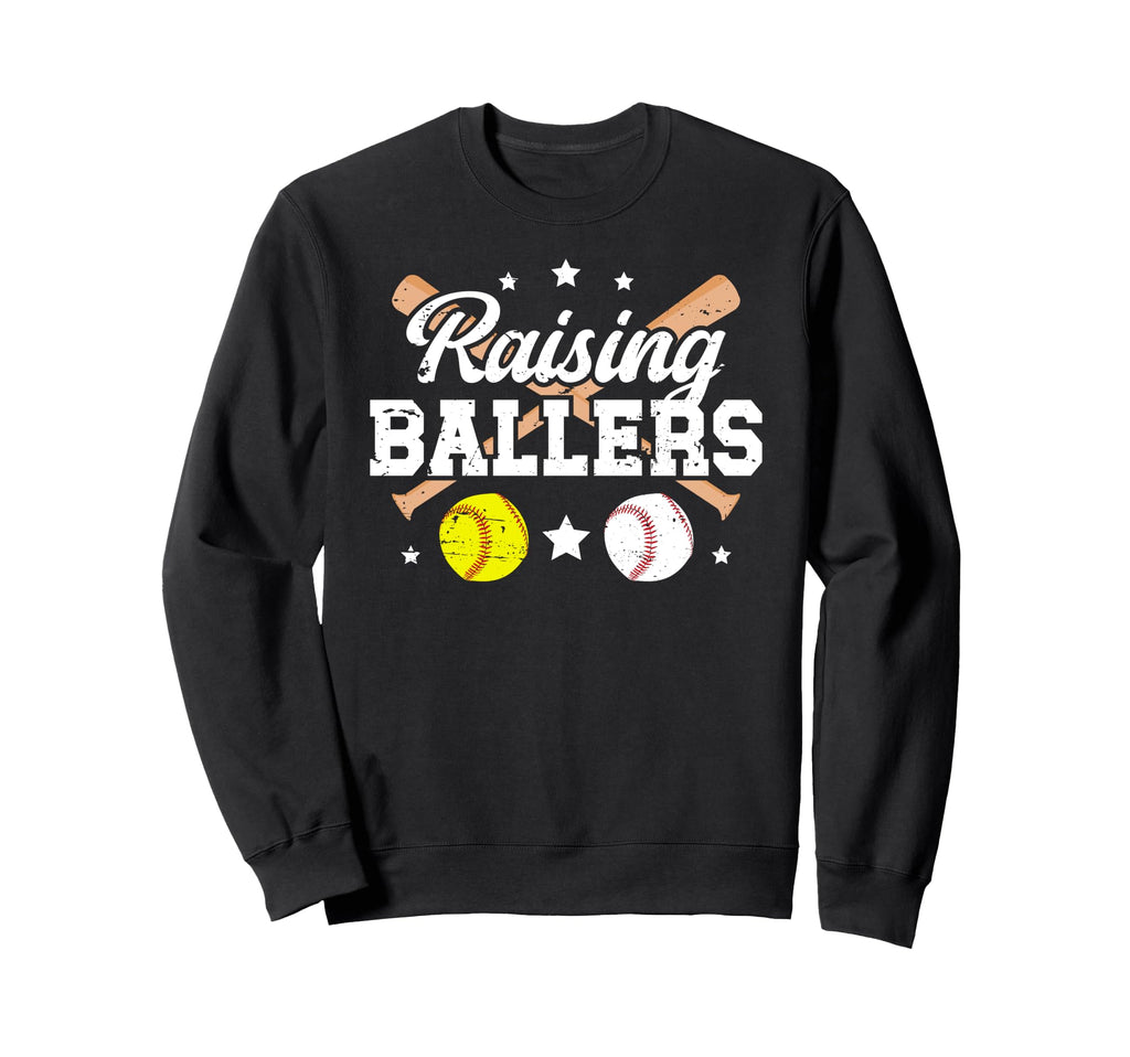 Raising Ballers Softball Baseball Dad Sweatshirt - Streetwear Style Unisex - T-Shirt, Sweatshirt, Hoodie