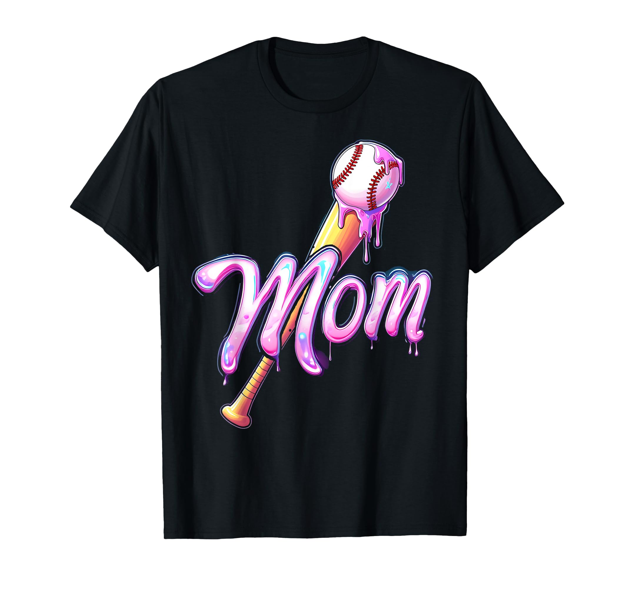 Baseball Drip Mom Tie Dye Baseball Mothers T-Shirt - Graphic Print Unisex - T-Shirt, Sweatshirt, Hoodie