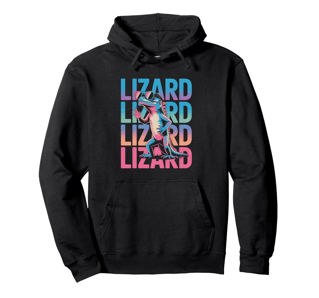 Lizard 80S Vaporwave Reptile Hoodie - Fun Novelty Design for Adults - T-Shirt, Sweatshirt, Hoodie