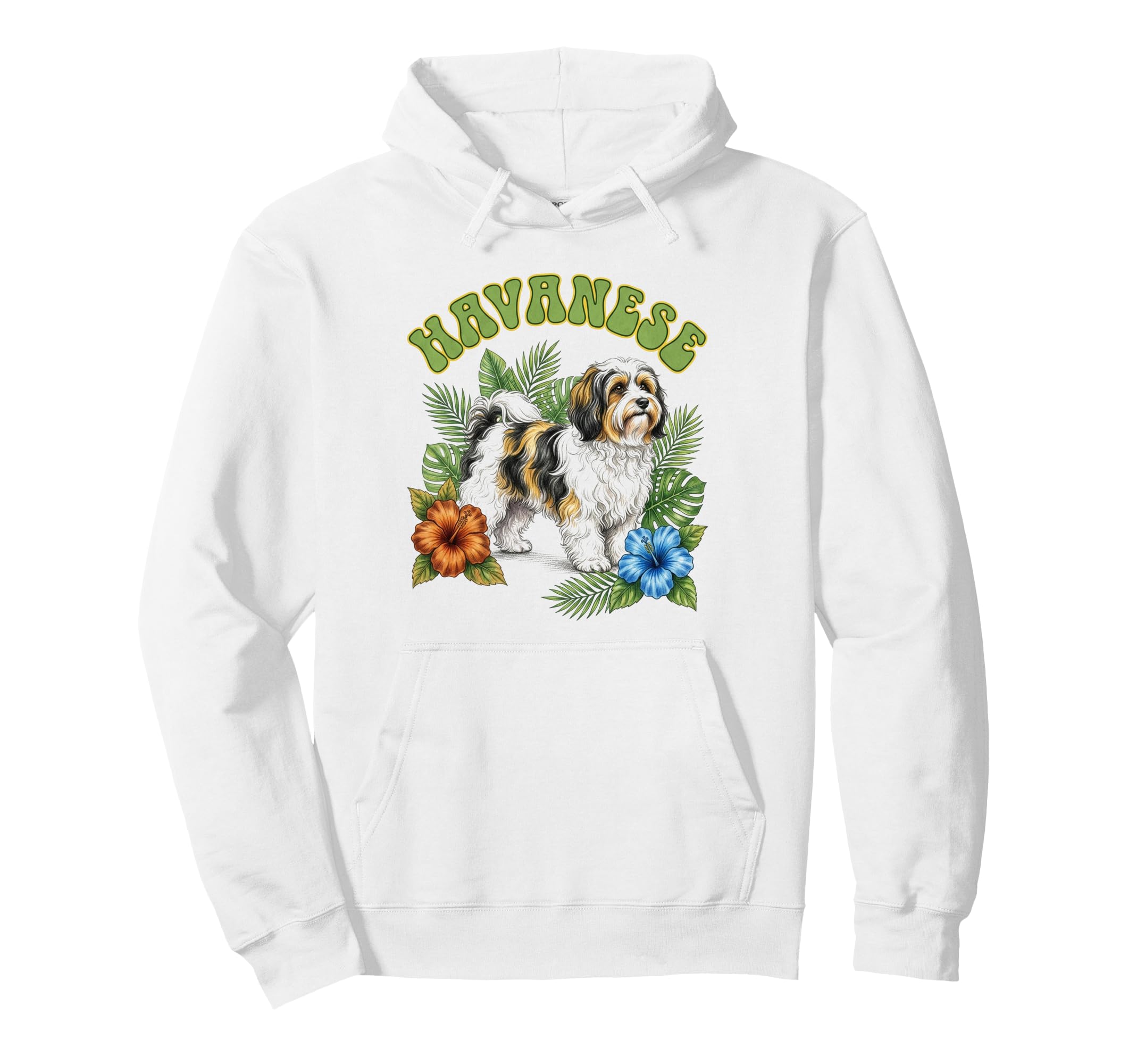 Havanese Groovy Floral Watercolor Boho Hoodie - Unique Graphic Men Women - T-Shirt, Sweatshirt, Hoodie