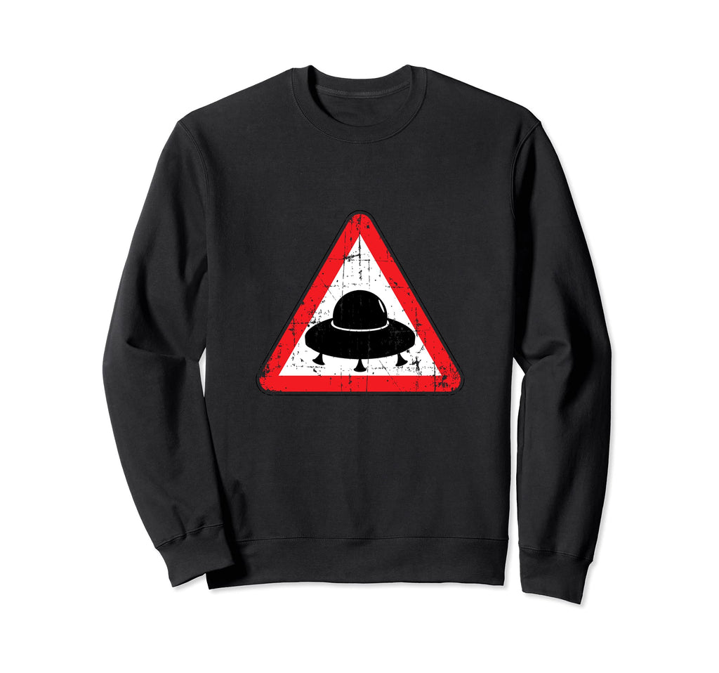 Ufo Landing Funny Road Sign Sweatshirt - Casual Everyday Wear for Adults - T-Shirt, Sweatshirt, Hoodie