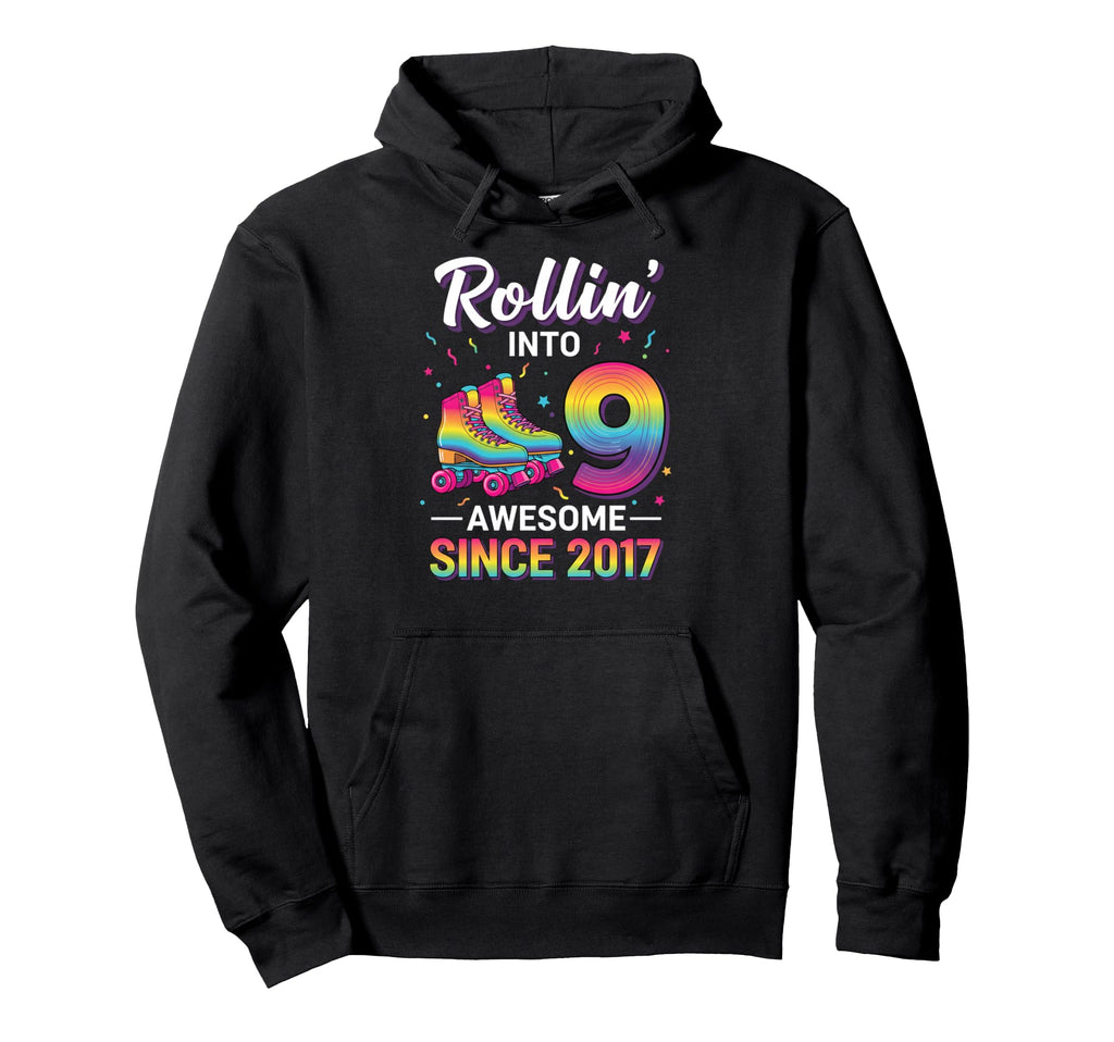 Rollin Into 9 Awesome Since 2017 Hoodie - Trendy Graphic for Adults - T-Shirt, Sweatshirt, Hoodie