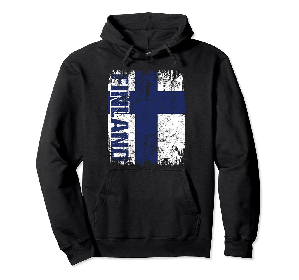 Finland Flag Distressed Finland Hoodie - Custom Art Print Men Women - T-Shirt, Sweatshirt, Hoodie