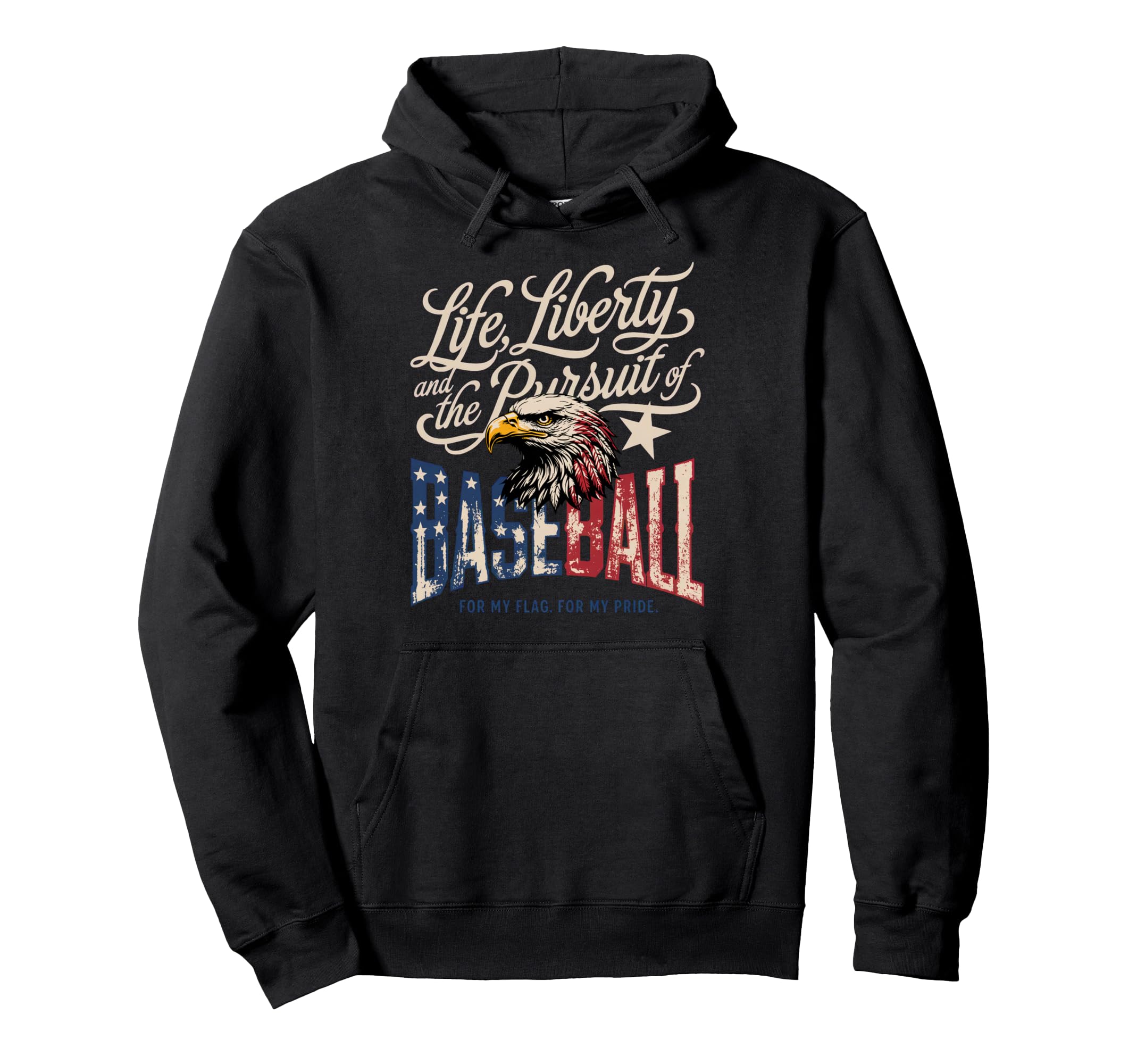 American Baseball Flag Patriotic Proud Hoodie - Novelty Apparel for Adults - T-Shirt, Sweatshirt, Hoodie