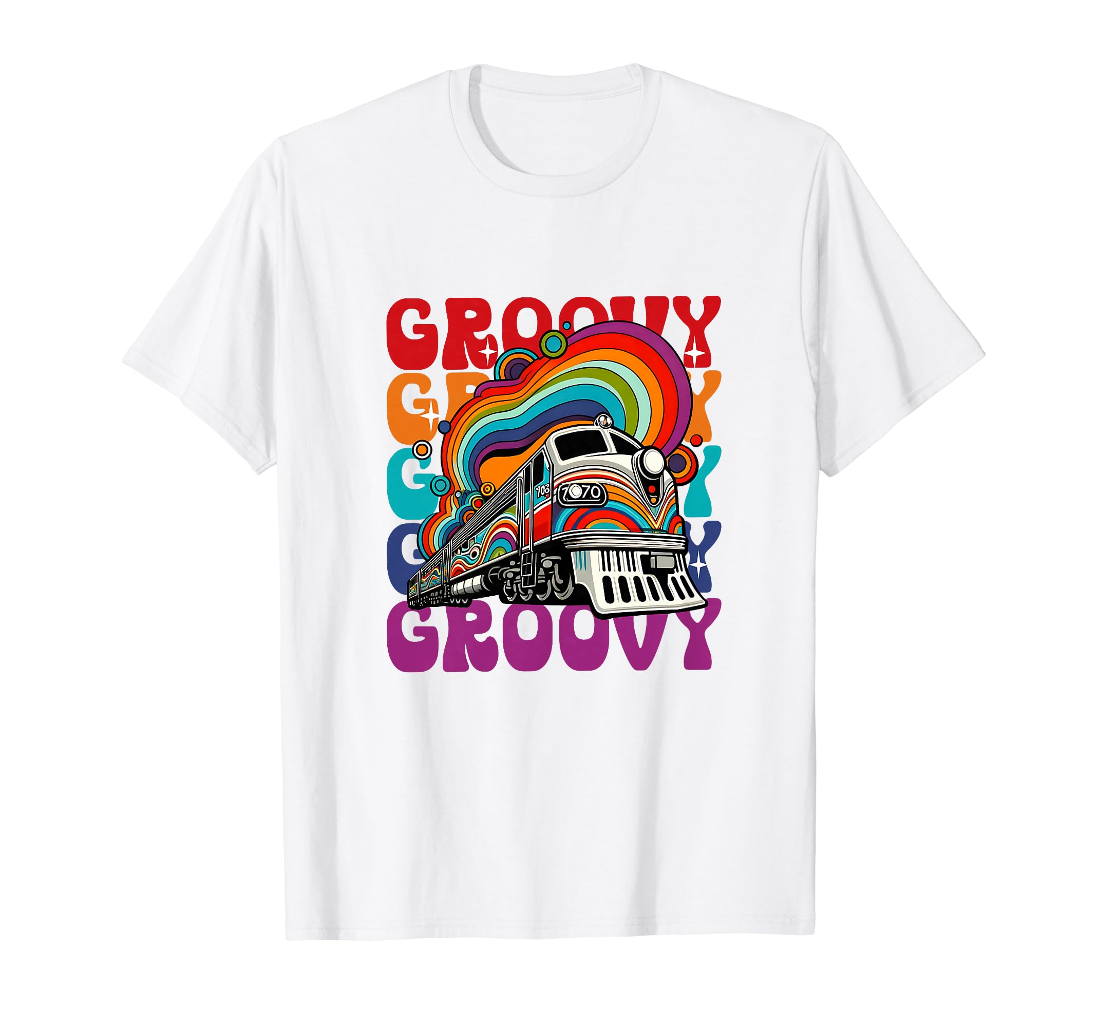 Groovy Train 70S Funky Colorful T-Shirt - Custom Art Print Unisex - T-Shirt, Sweatshirt, Hoodie