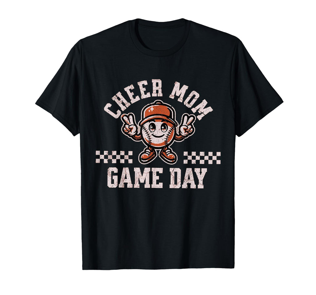 Checkered Cheer Mom Game Day Baseball T-Shirt - Graphic Print Men Women - T-Shirt, Sweatshirt, Hoodie