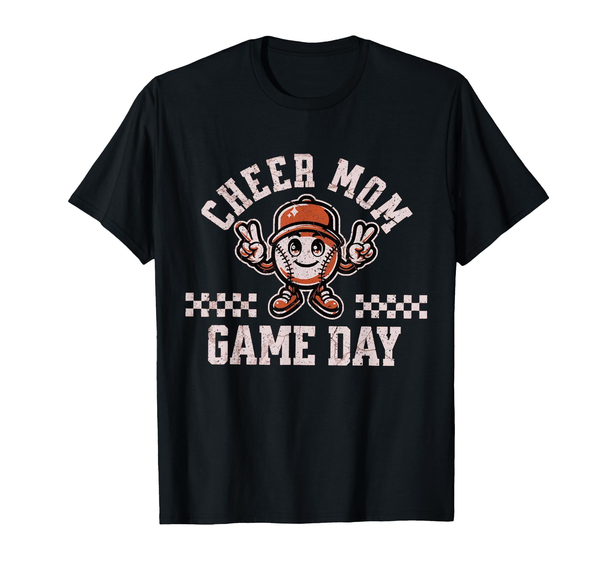 Checkered Cheer Mom Game Day Baseball T-Shirt - Graphic Print Men Women - T-Shirt, Sweatshirt, Hoodie