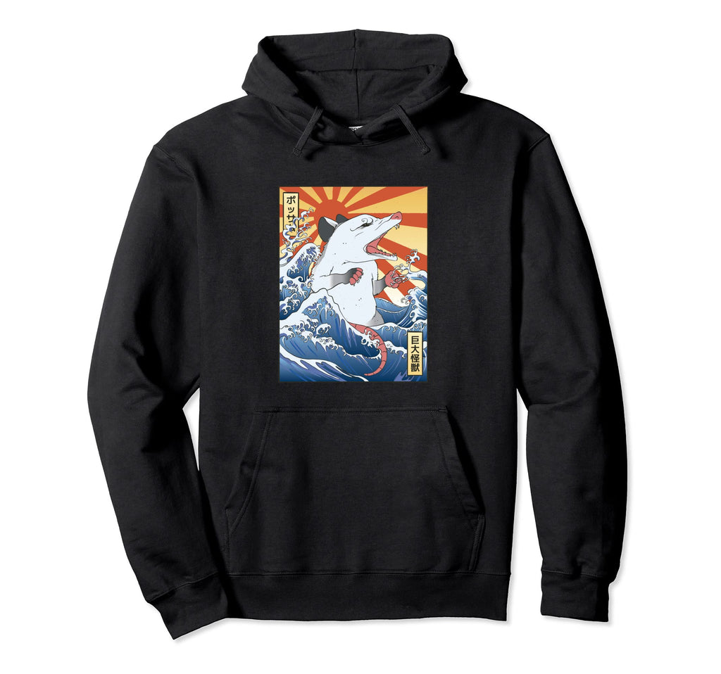 Vaporwave Kanagawa Possum Hoodie - Streetwear Style for Adults - T-Shirt, Sweatshirt, Hoodie