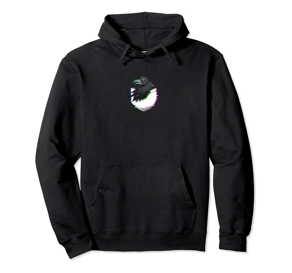 Raven Pocket Vaporwave Aesthetic Bird Hoodie - Custom Art Print for Adults - T-Shirt, Sweatshirt, Hoodie