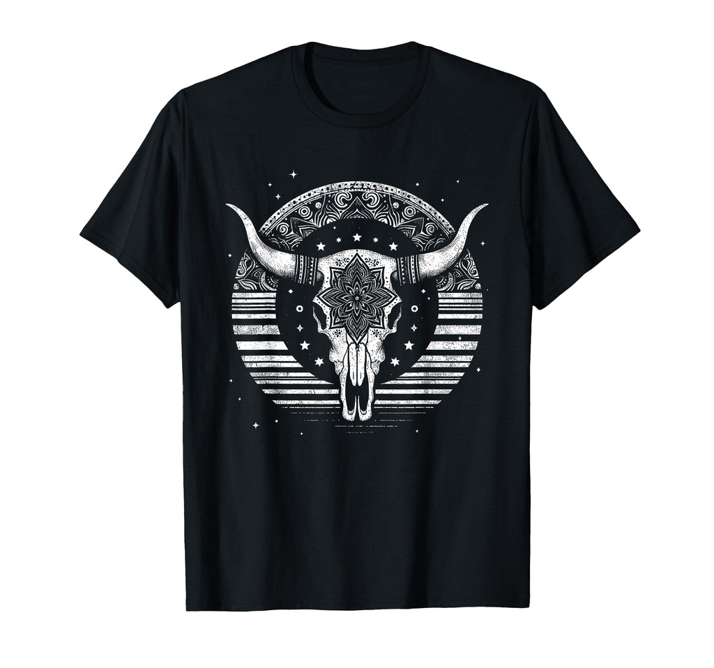 Boho Cow Bull Skull Wild West Cowgirl T-Shirt - Streetwear Style Men Women - T-Shirt, Sweatshirt, Hoodie
