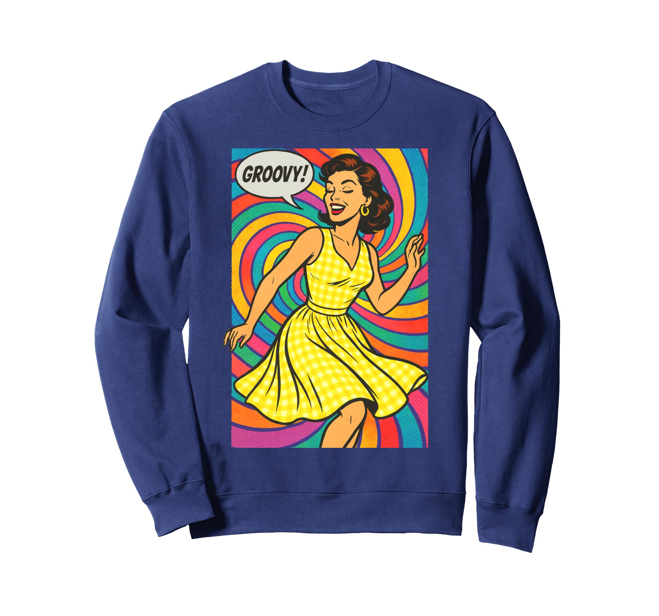 Pop Art Brunette Psychedelic 50S Sweatshirt - Custom Art Print for Adults - T-Shirt, Sweatshirt, Hoodie