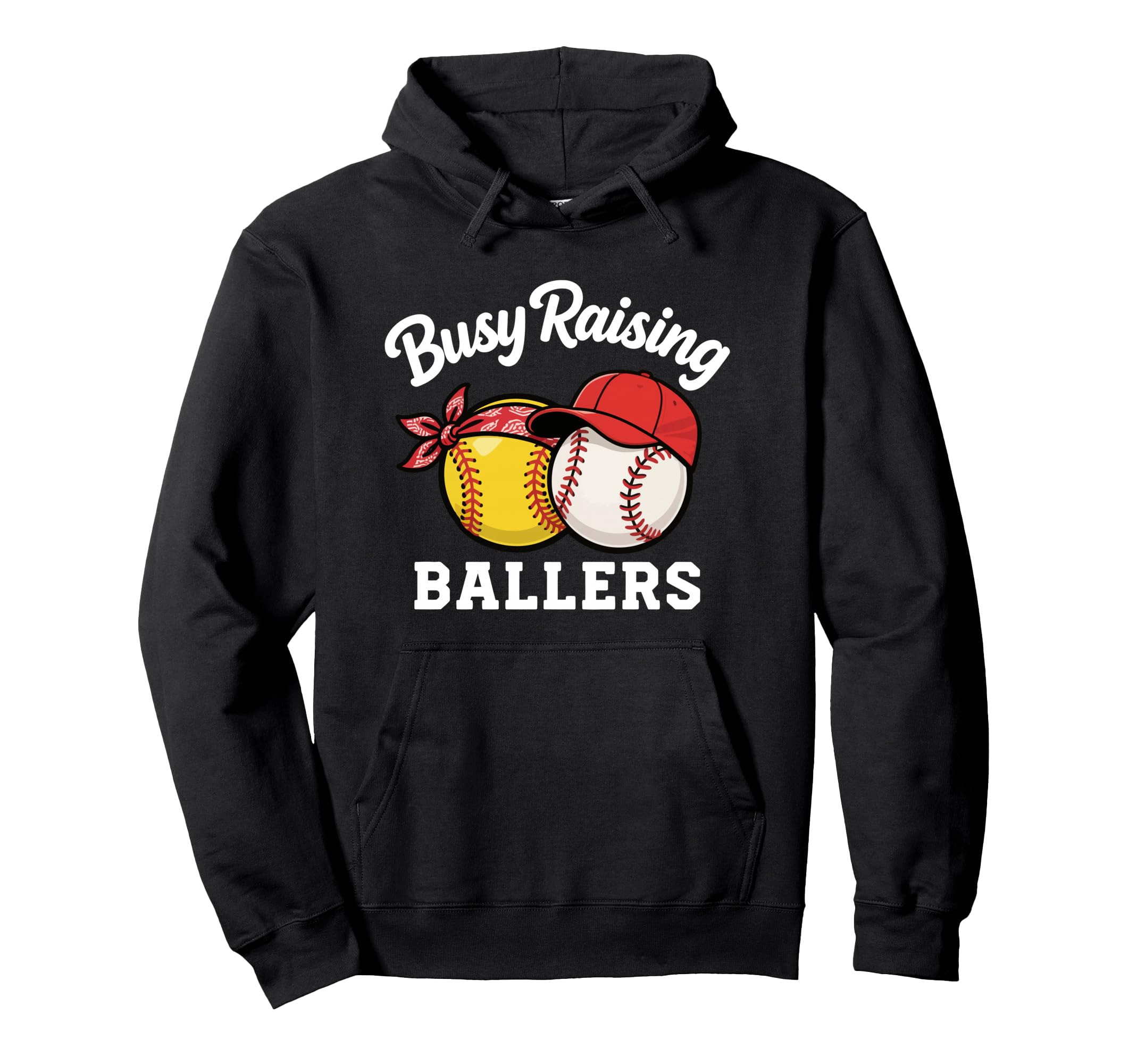 Busy Raising Ballers Softball Baseball Mama Hoodie - Trendy Graphic Unisex - T-Shirt, Sweatshirt, Hoodie