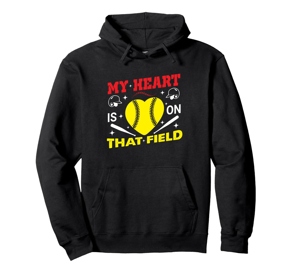 My Heart Is That Field Baseball Softball Hoodie - Minimalist Print Unisex - T-Shirt, Sweatshirt, Hoodie
