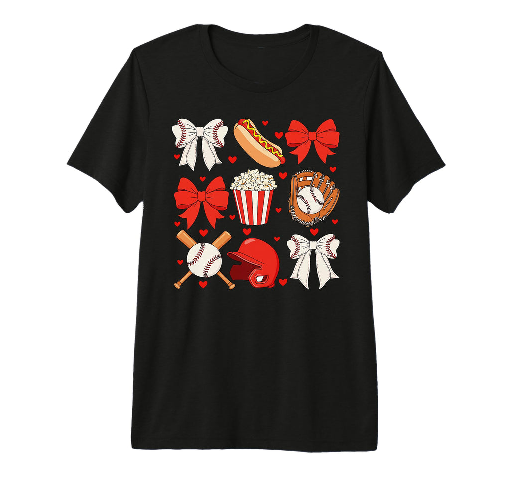 Baseball Bow Baseball Mom Mama T-Shirt - Aesthetic Graphic for Adults - T-Shirt, Sweatshirt, Hoodie