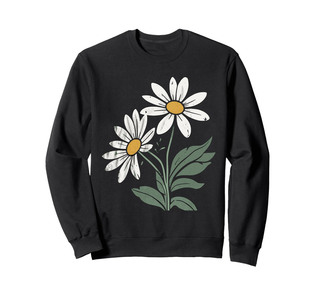 Boho Daisy Flower Botanical Sweatshirt - Minimalist Print Unisex - T-Shirt, Sweatshirt, Hoodie