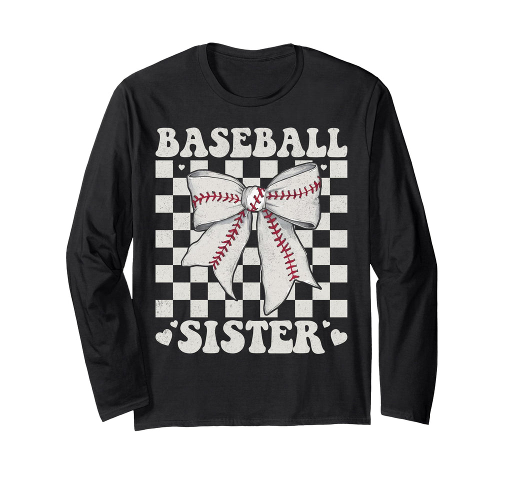 Baseball Sister Bow Laces Gift Sis Hoodie - Novelty Apparel for Adults - T-Shirt, Sweatshirt, Hoodie