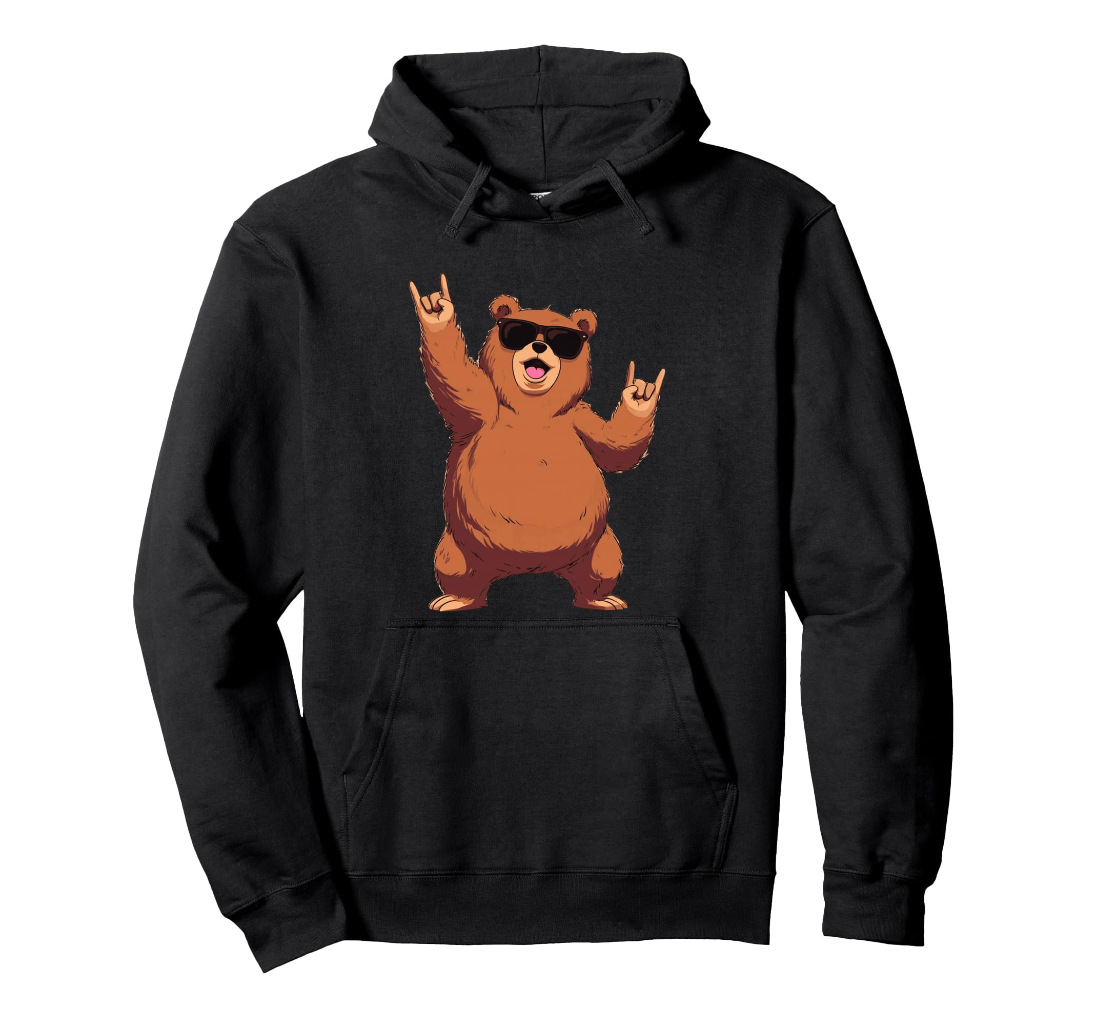 Bear Rock And Roll Funny Animal Sunglasses Hoodie - Graphic Print Men Women - T-Shirt, Sweatshirt, Hoodie