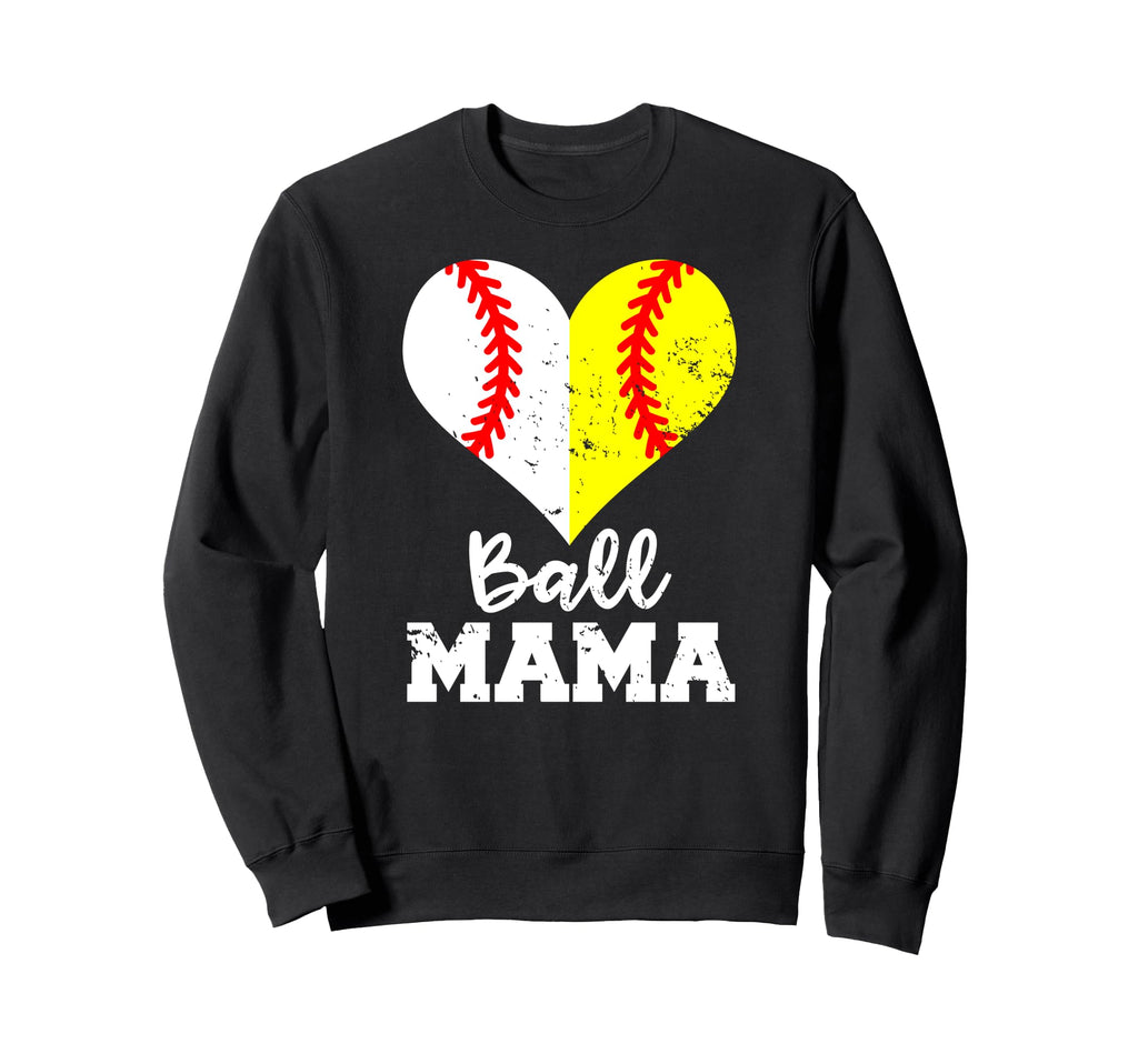 Ball Mama Funny Baseball Softball Sweatshirt - Minimalist Print Men Women - T-Shirt, Sweatshirt, Hoodie
