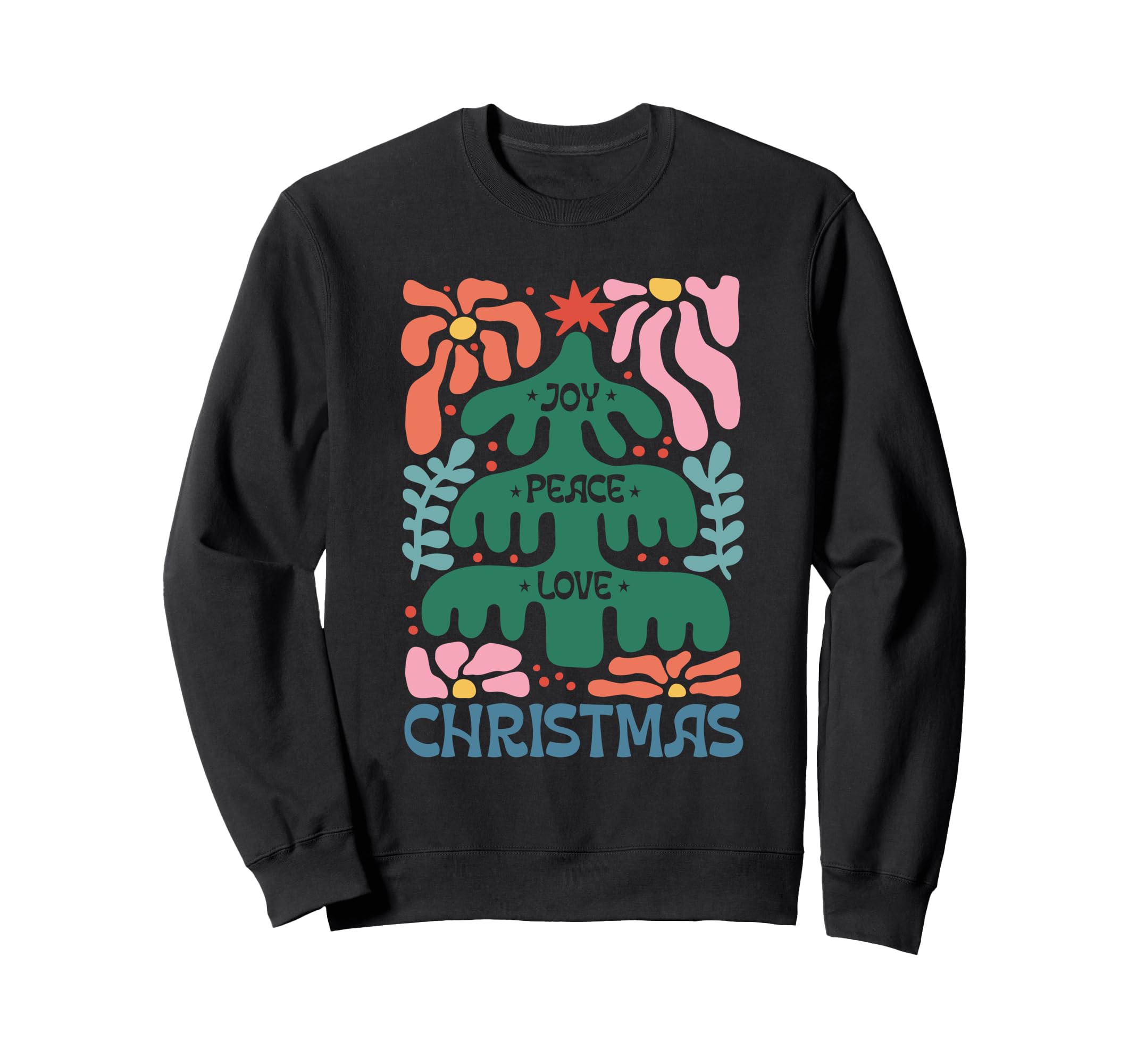 Joy Peace Love Boho Holiday Tree Sweatshirt - Streetwear Style for Adults - T-Shirt, Sweatshirt, Hoodie