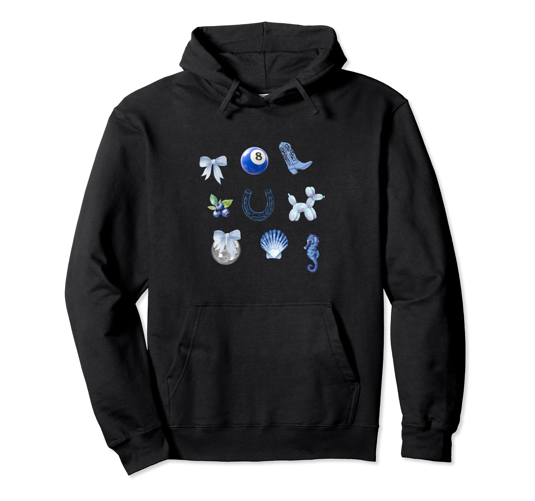 Coastal Grandma Coquette Blue Hoodie - Custom Art Print for Adults - T-Shirt, Sweatshirt, Hoodie