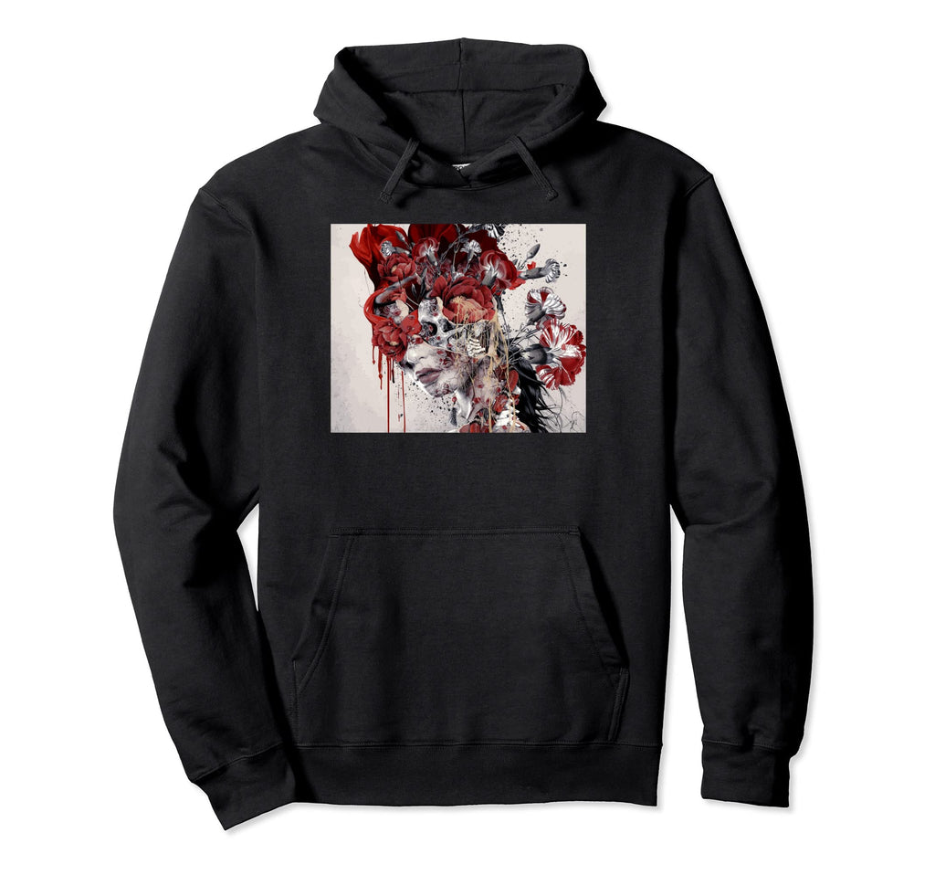 Dark Art Grunge Female Skull Hoodie - Casual Everyday Wear for Adults - T-Shirt, Sweatshirt, Hoodie
