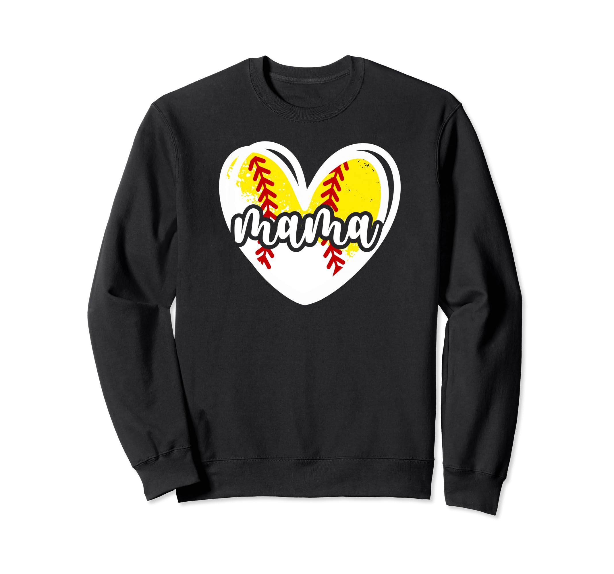 Baseball Softball Mama Heart Sweatshirt - Custom Art Print Men Women - T-Shirt, Sweatshirt, Hoodie