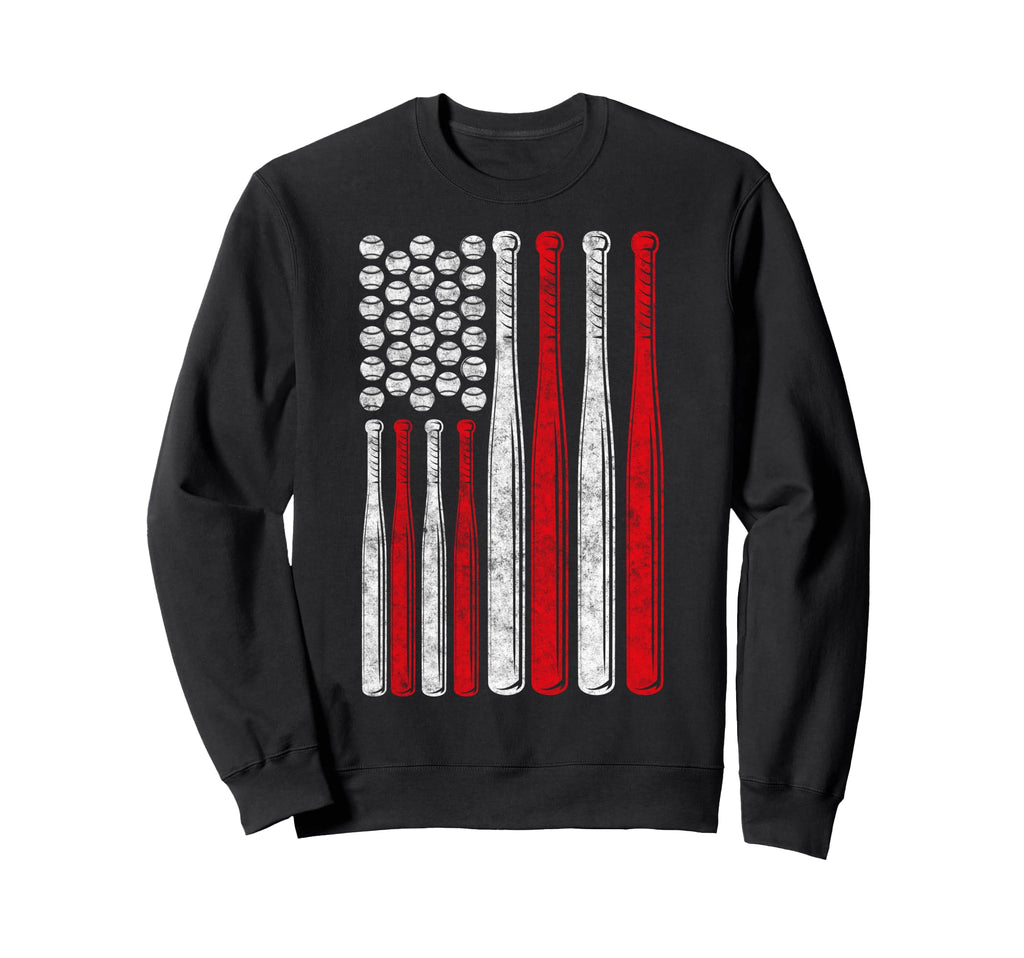 Baseball Us Flag Baseball Lover Sweatshirt - Aesthetic Graphic Men Women - T-Shirt, Sweatshirt, Hoodie