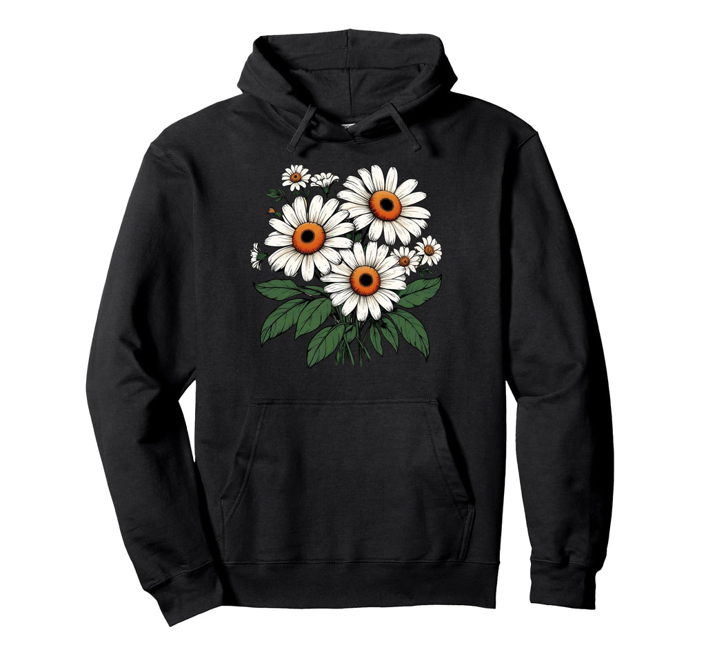 Daisies Wildflower Botanical Garden Hoodie - Unique Graphic Unisex - T-Shirt, Sweatshirt, Hoodie