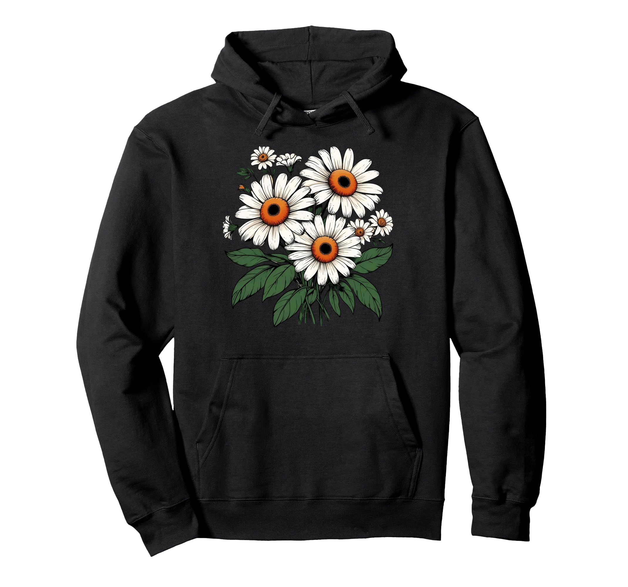 Daisies Wildflower Botanical Garden Hoodie - Unique Graphic Unisex - T-Shirt, Sweatshirt, Hoodie