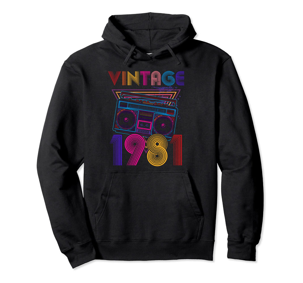Born 1981 41St Birthday Cassette Tape Hoodie - Novelty Apparel for Adults - T-Shirt, Sweatshirt, Hoodie
