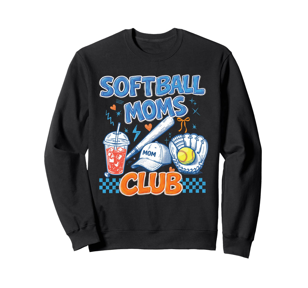 Softball Moms Club Iced Coffee Glove Sweatshirt - Minimalist Print Unisex - T-Shirt, Sweatshirt, Hoodie