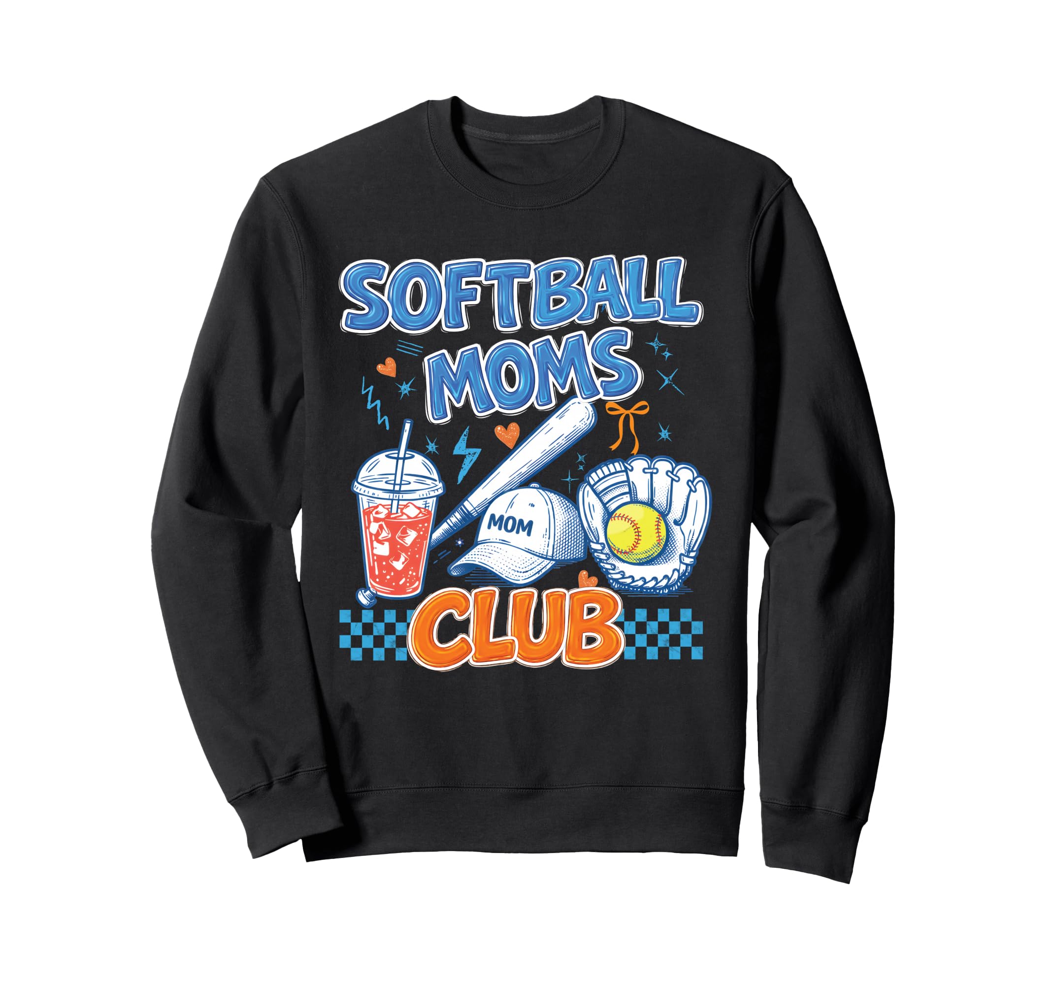 Softball Moms Club Iced Coffee Glove Sweatshirt - Minimalist Print Unisex - T-Shirt, Sweatshirt, Hoodie