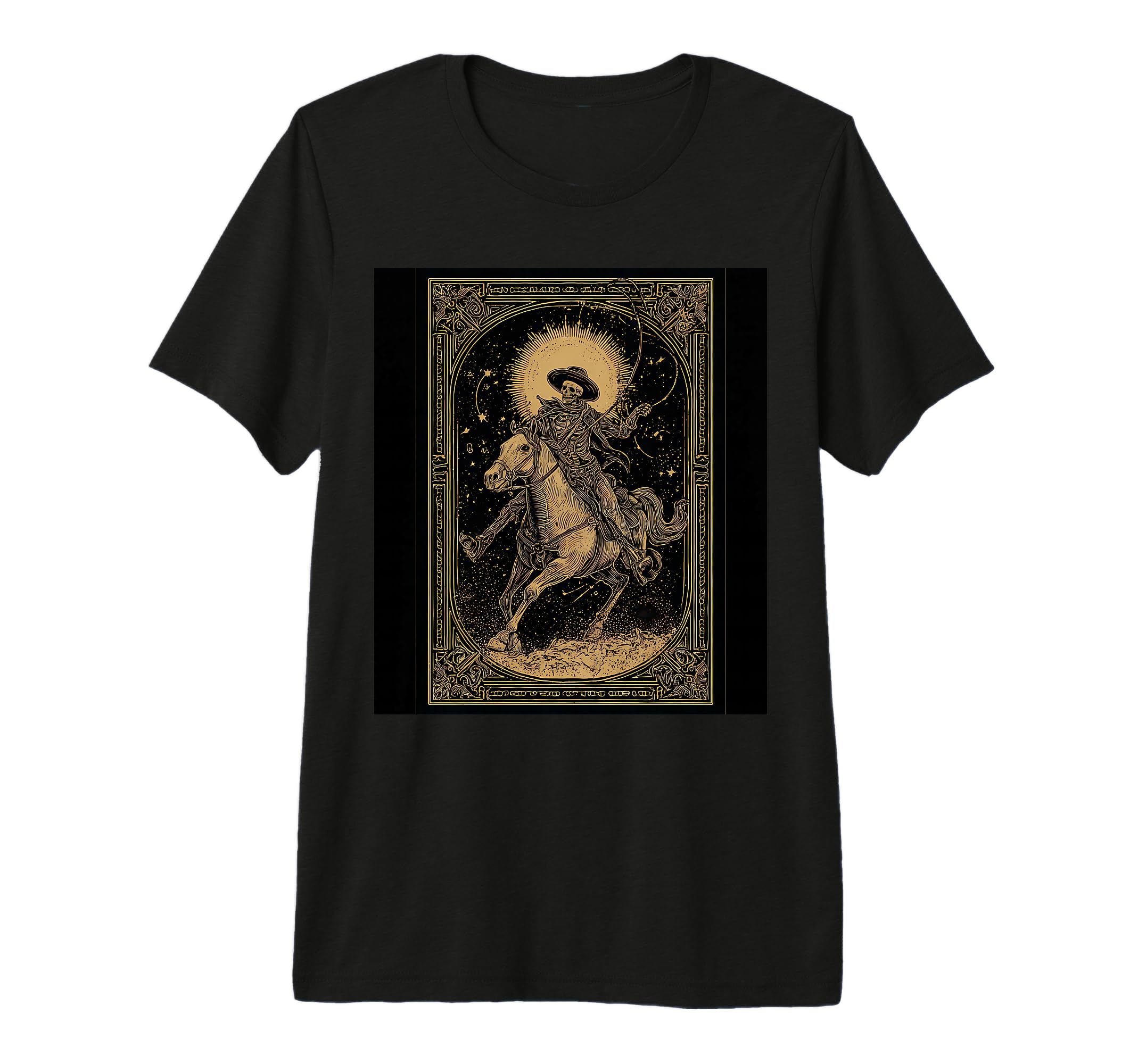 Skeleton Cowboy Riding Horse Cosmic T-Shirt - Minimalist Print for Adults - T-Shirt, Sweatshirt, Hoodie