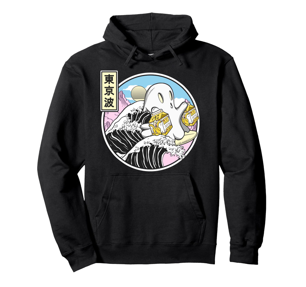 Surfing Ghost Banana Milk Cartons Hoodie - Graphic Print Men Women - T-Shirt, Sweatshirt, Hoodie